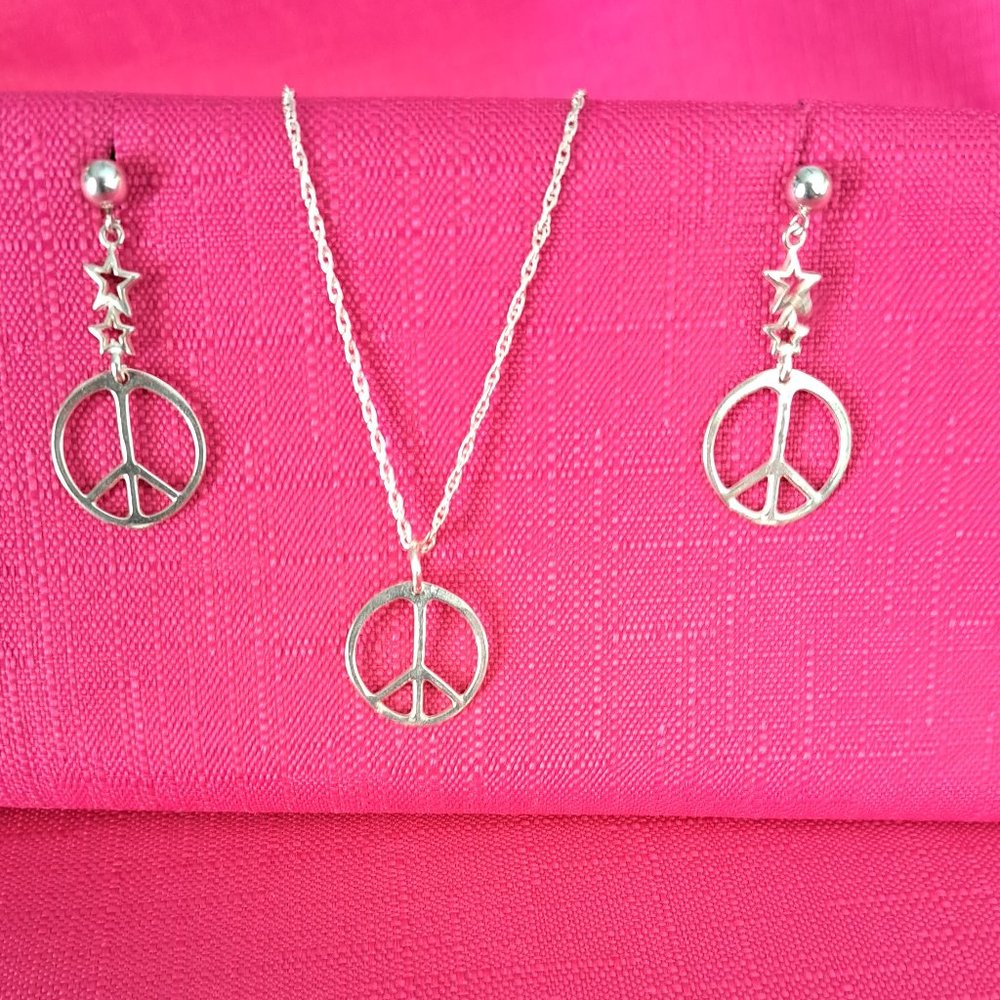 Sterling Silver Peace Sign Set